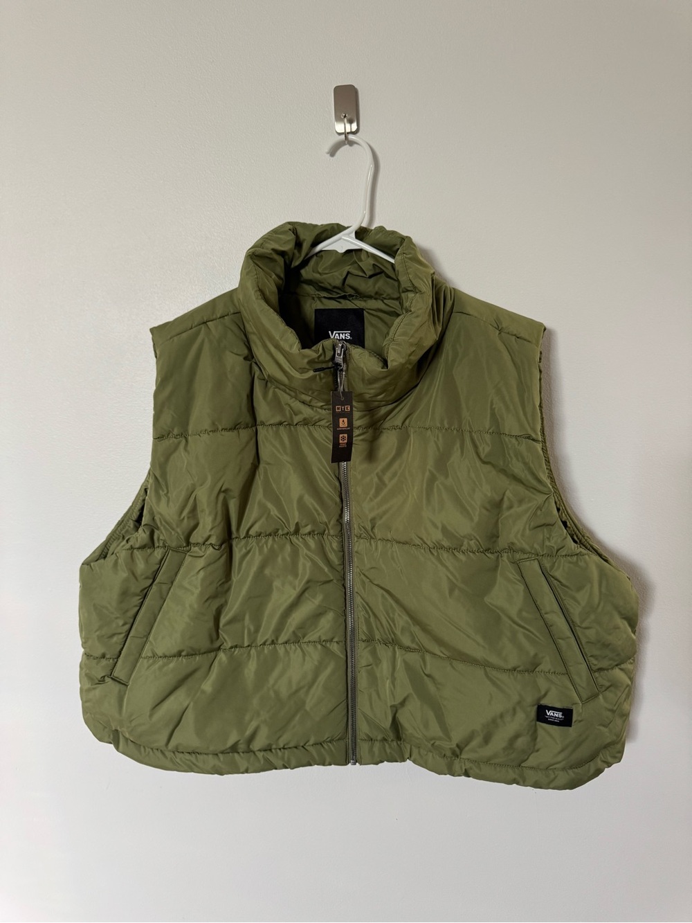 Vans Olive Quilted Puffer Vest, XXL, NWT